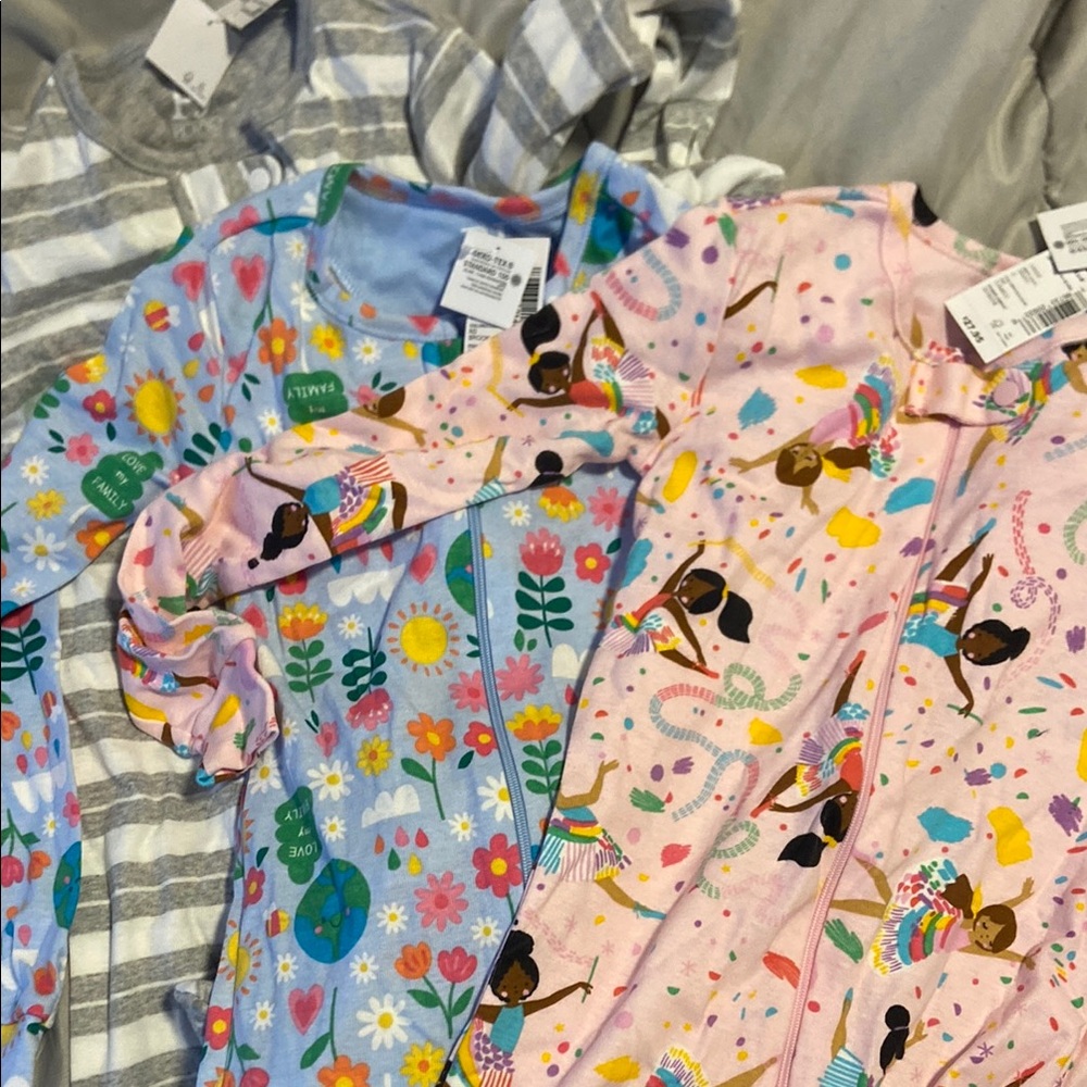 Lot of 3 Childrens Place Colorful Kids Pajamas Footie 4T